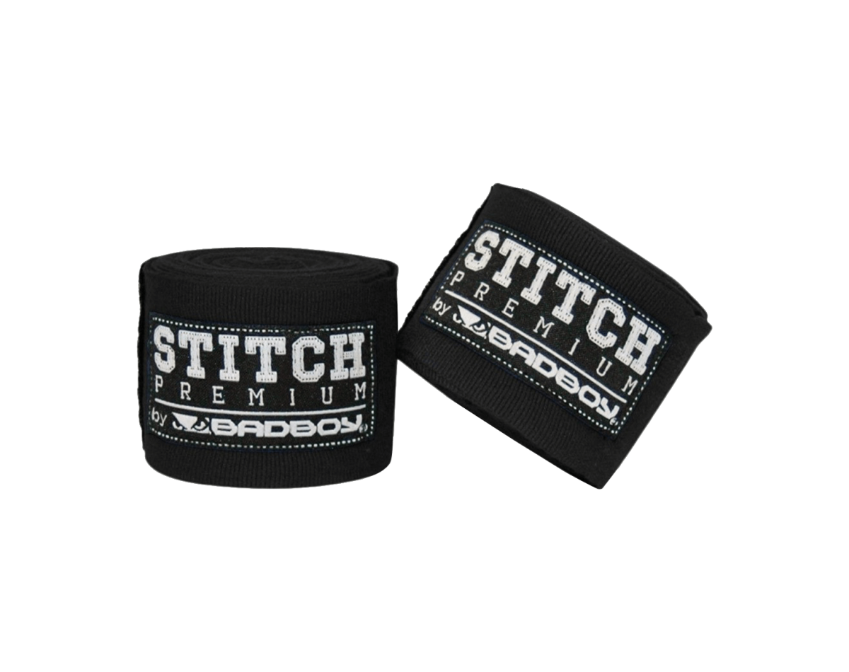 Bad Boy Stitch Premium Hand Wraps - Black