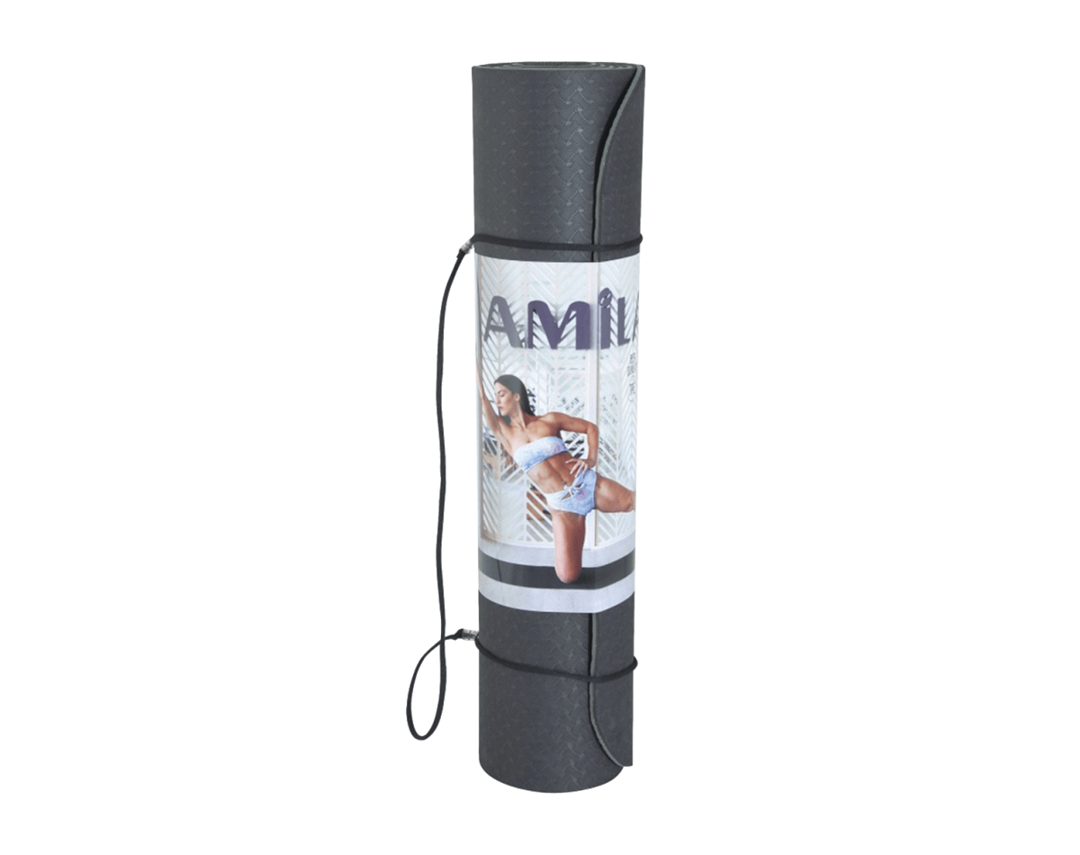 Amila Στρώμα Yoga 173 x 60cm x 8mm, Μαύρο / Σκούρο Πράσινο