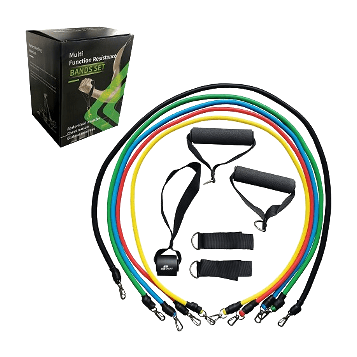 MP Sports Multi Function Resistance Band Set 5 Gums Body Club